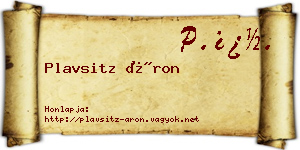 Plavsitz Áron névjegykártya